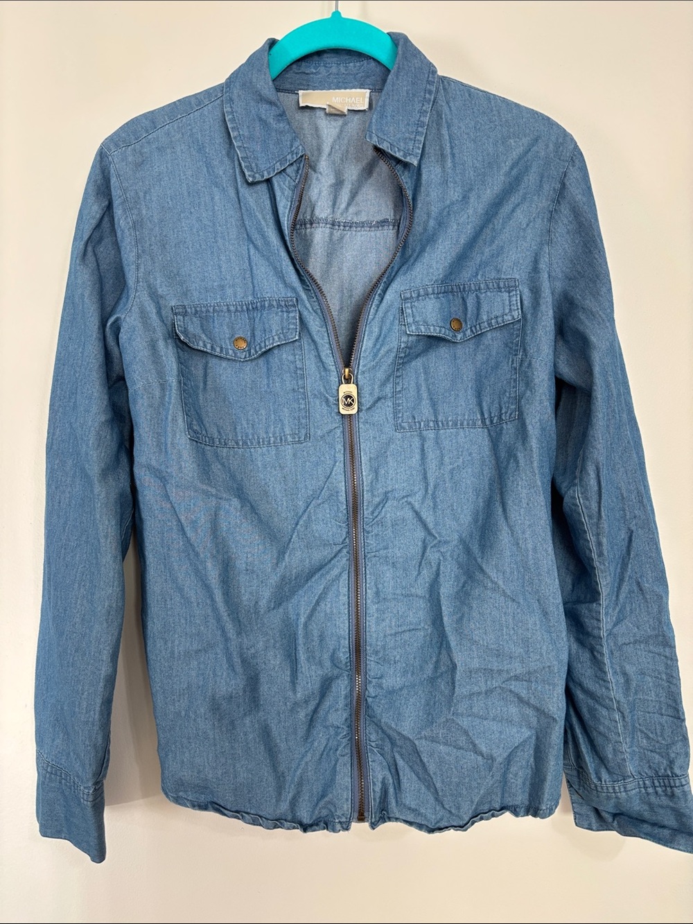 Michael Kors Light Blue Denim Zip Jacket